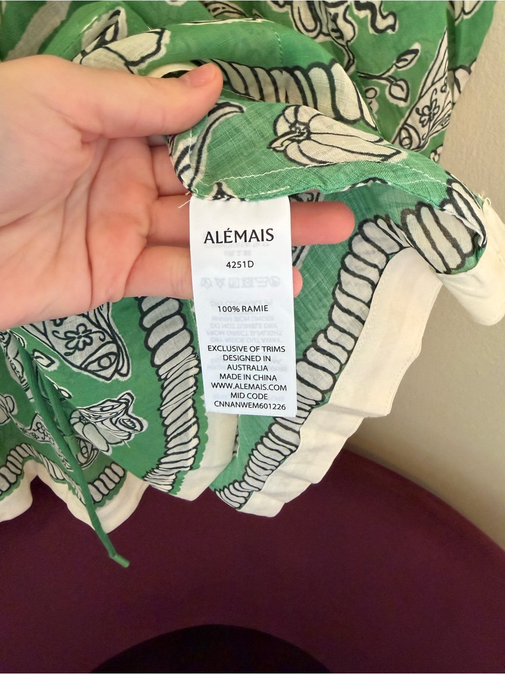 Alemais Green and White Mini Dress - Picture 5 of 5